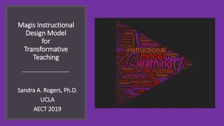 Magis Instructional
Design Model
for
Transformative
Teaching
Sandra A. Rogers, Ph.D.
UCLA
AECT 2019
 