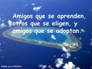 Atolón en el Pacífico
Amigos que se aprenden,
otros que se eligen, y
amigos que se adoptan.
 