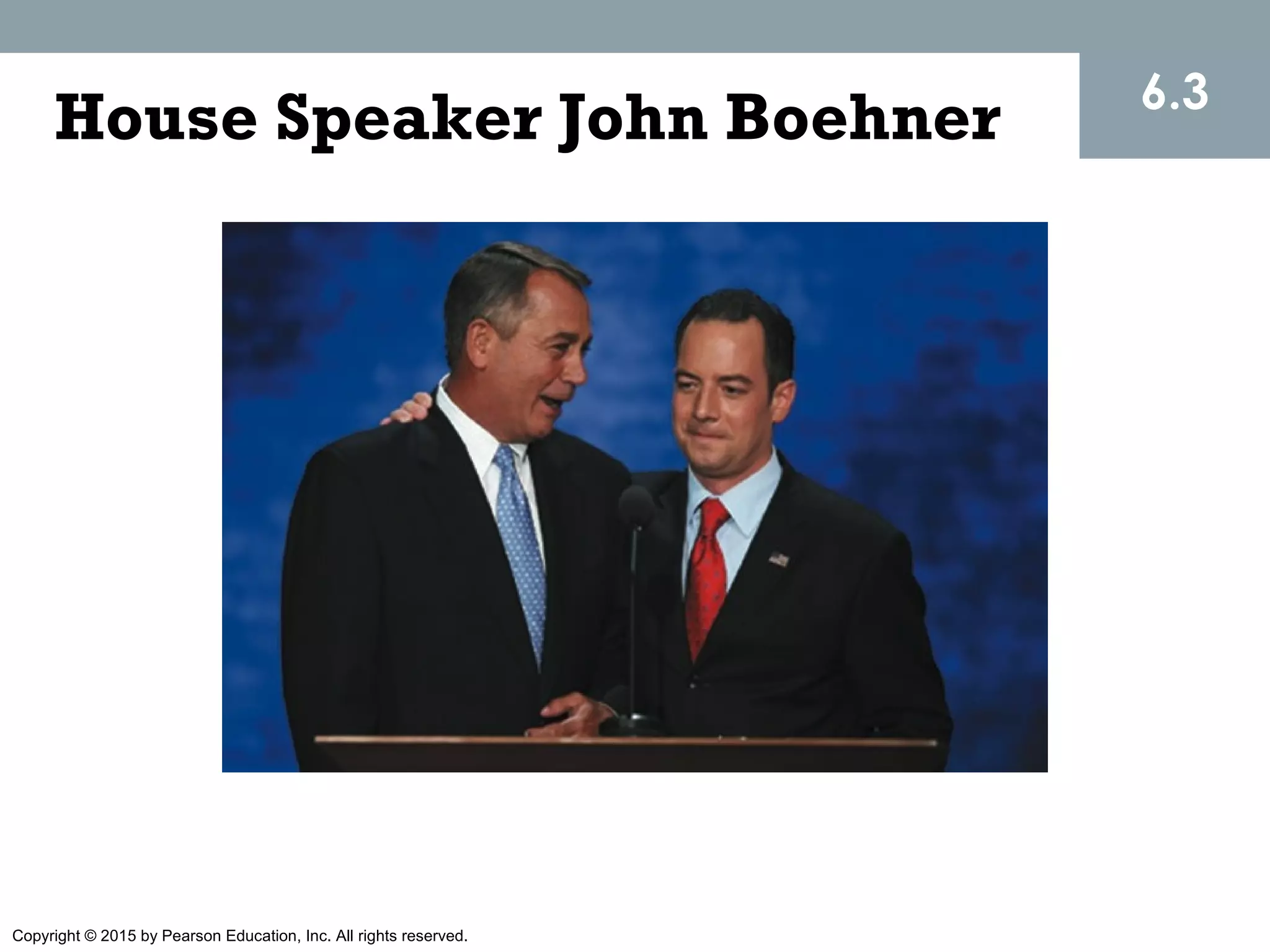 Copyright © 2015 by Pearson Education, Inc. All rights reserved.
House Speaker John Boehner 6.3
 