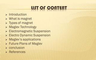 Magnetic Levitation (Maglev) Powerpoint Presentation