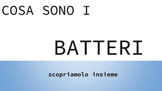 scopriamolo insieme
COSA SONO I
BATTERI
 