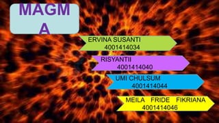 MAGM
A ERVINA SUSANTI
4001414034
RISYANTII
4001414040
UMI CHULSUM
4001414044
MEILA FRIDE FIKRIANA
4001414046
 