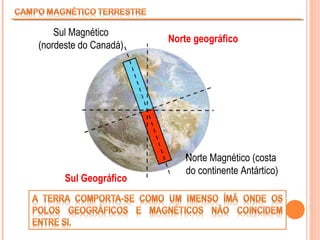 Sul Magnético
(nordeste do Canadá)

Sul Geográfico

Norte geográfico

Norte Magnético (costa
do continente Antártico)

 