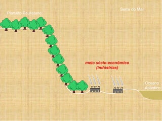 Planalto Paulistano Oceano Atlântico Serra do Mar meio sócio-econômico (indústrias) 