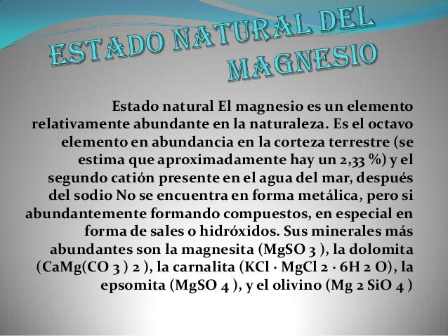 Estado Natural Del Magnesio 27