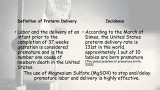 Magnesium sulfate use for preterm labor | PPTX