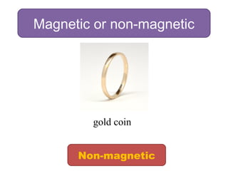 Magnetic or non-magnetic
gold coin
Non-magnetic
 