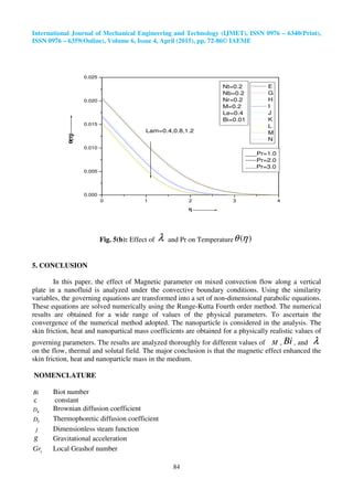 Magnetic field effect on mixed convection flow in a nanofluid under ...