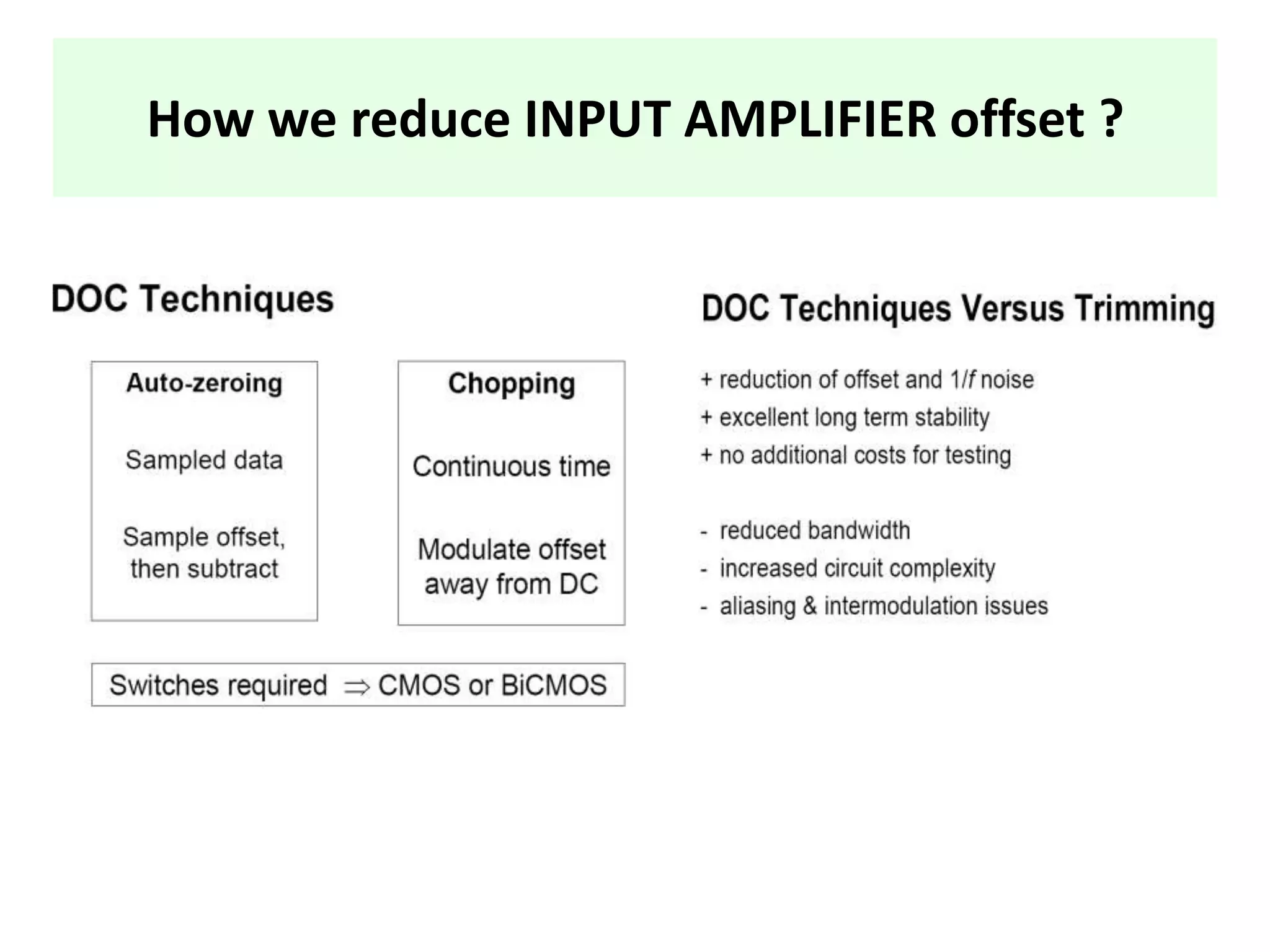 How we reduce INPUT AMPLIFIER offset ?
 