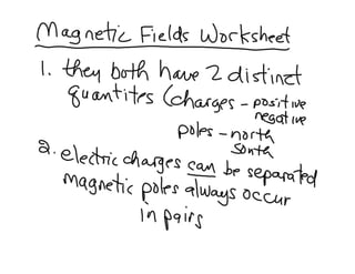Magnetic Fields Worksheet