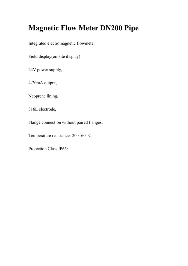 flow meter dn200 pipe