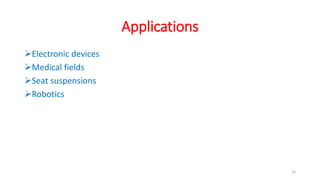 Applications
Electronic devices
Medical fields
Seat suspensions
Robotics
14
 