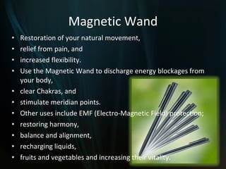 Magnetic Necklaces Some Important Benefits Relieves any type of pain in the neck, shoulder, upper back. E.g. whiplash, fibromyalgia, arthritis. Helps improve circulation in the head and upper body. Improves energy & stamina. Chronic Fatigue. Helps relieve sinus congestion. Prevents headaches, reduces the frequency and/or severity of migraines. Many attractive styles to choose from – effective magnetic therapy. 