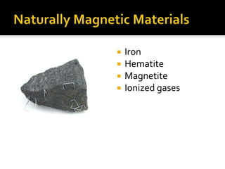 Naturally Magnetic MaterialsIronHematiteMagnetiteIonized gases