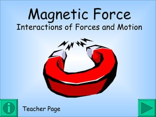 Magnetic Force Interactions of Forces and Motion Teacher Page 