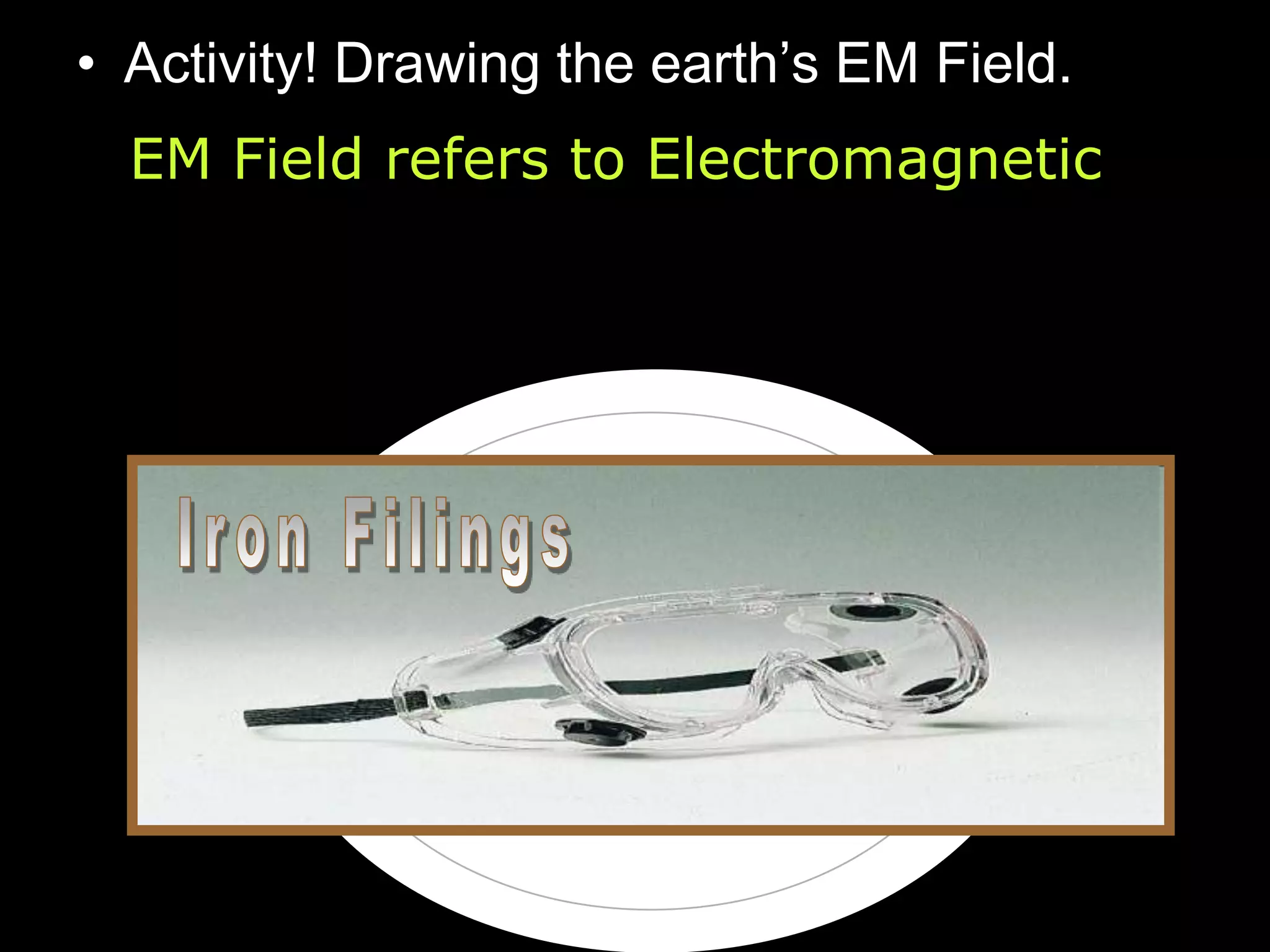• Activity! Drawing the earth’s EM Field.
EM Field refers to Electromagnetic
 
