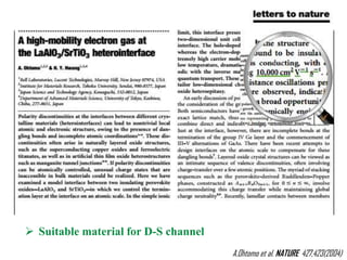 A.Ohtomo et al. NATURE 427,423(2004)
 Suitable material for D-S channel
 