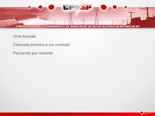 Uma bússola
Colocada próximo a um condutor
Percorrido por corrente
 