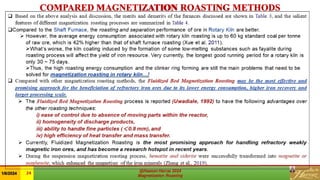 COMPARED MAGNETIZATION ROASTING METHODS
 