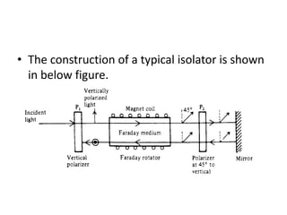 • The construction of a typical isolator is shown
in below figure.
 