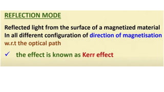 Magneto optic effect