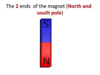 The 2 ends of the magnet (North and
south pole)
 