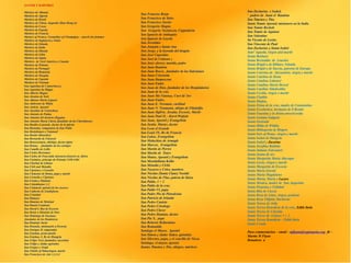 SANTOS Y MÁRTIRES
Mártires de Albania
Mártires de Algeria
Martires de Brasil
Mártires de China, Augustin Zhao Rong etc
Mártires de Corea
Martires de Espaöa
Mártires de Francia
Martyrs of France, Carmelites of Champigny – march des femmes
Mártires de Inglaterra y Gales
Mártires de Irlanda
Martires de Italia
Mártires de Olanda
Mártires de Libia
Mártires de Japón
Mártires de Nord America y Canada
Martires de Polonia
Martires de Portugal
Martires de Rumania
Máritres de Turquía
Mártires de Uganda
Mártires de Vietnam
San Agostino de Canterburyç
San Agostino de Hippo
San Alberto Magno
San Alcuino de York
San Alfonso Maria Liguori
San Ambrosio de Milan
San Andrés, Apostol
San Anselmo de Canterbury
San Antonio de Padua
San Antonio del desierto (Egypto)
San Antonio Maria Claret, fundador de los Claretiannos
San Basilio el grande, doctor de la iglesia
San Barnaba, companion de San Pablo
San Bartolomeo o Natanael
San Benito (Benedict)
San Bernardo de Claraval
San Bonaventura, obishpo, doctor igleis
San Bruno, - fundador de los cartujos
San Camillo de Lellis
San Carlos Borromeo
San Carlos de Foucould, misonero francés en Africa
San Casimiro, príncipe de Polonia 1458-1484
San Charbal de Libano
San Ciril and Metodio
San Cipriano y Cornelio
San Clemente de Roma, papa y martir
San Cornelio y Cipriano
San Cosma y Damian
San Columbanus 1,2
San Columcil, apóstol de los escoces
San Cutberto de Lindisfarne
San Cristóbal
San Damaso
San Damian de Molokai
San Daniel Comboni
San David I, Rey de Escocia
San Denis o Dionisio de Pars
San Domingo de Guzman,
-fundador de los Dominicos
San Dominic Savio
San Donnán, misionario a Escocia
San Enrique II, emperador
San Esteban, proto-martir
San Esteban, I, Re de Hungría
San Felipe Neri, fundador, sacerdote
San Felipe y Jaime apóstoles
San Fergus o Virgil
San Fidelis of Simaringen, martir
San Francisco de Asís 1,2,3,4
San Franciso Borja
San Francisco de Sales
San Francisco Xavier
San Gregorio Magno
San Gregoria Nazianzen, Cappadocia
San Ignacio de Antioquia
San Ignacio de Loyola
San Jeronimo
San Joaquin y Santa Ana
San Jorge, y la leyenda del dragón
San José Cupertino
San José de Calasan z
San José, obrero, marido, padre
San Juan Bautista
San Juan Bosco, fundador de los Salesianos
San Juan Crisostom
San Juan Damascene
San Juan Eudes
San Juan de Dios, fundador de los Hospitalarios
San Juan de la cruz
San Juan Ma Vianney, Curé de’Ars
San Juan Eudes,
San Juan E. Newman, cardinal
San Juan N. Neumann, obispo de Filadelfia
San Juan Ogilvie, Jesuita, Escosés, Martir
San Juan Paul II, - Karol Wojtyla
San Juan, Apostol y Evangelista
San Justin, Martyr, doctor
San Leon el Grande
San Louis IX, Re de Francia
San Lukas, Evangelista
San Malachias de Armagh
San Marcos, Evangelista
San Martin de Porres
San Martin de Tours
San Mateo, Apostol y Evangelista
San Maximiliana Kolbe
San Metodio y Cirilo
San Nazareo y Celso, martires
San Nicolas (Santa Claus) Navidd
San Nicolas de Flue, patron de Suiza
San Pablo, 1 + 2
San Pablo de la cruz
San Pablo VI, papa
San Padre Pio de Pietralcina
San Patricio de Irlanda
San Pedro Canisio
San Pedro Crisologo
San Pedro Claver
San Pedro Damian, doctor
San Pio X, papa
San Roberto Bellarmino
San Romualdo
Santiago el Mayor, Apostol
San Simon y Judas Tadeo, apóstoles
San Silvestre, papa, y el concilio de Nicea
Santiago, el mayor, apostol
Santos Timoteo y Tito, obispos, mártires
San Zacharias e Isabel,
- padres de Juan el Bautista
San Timoteo y Tito,
Santo Tomás Apostol, misionero en la India
San Tomás Beckett
San Tomás de Aquinas
San Valentino
Sn Vicente de Lerins
San Vincente de Paul
San Zacharias y Santa Isabel
Sant’Agueda, virgen and martir
Santa Barbara
Santa Bernadita de Lourdes
Santa Brigid a de Kildare, Irlanda
Santa Brigid a de Suecia, patrona de Europa
Santa Caterina de Alexandria, virgen y martir
Santa Catelina de Siena
Santa Catalina Labouré
Santa Catalina Maria Drexel
Santa Catelina Takakwitha
Santa Cecilia, virgen e martir
Santa Clotilde
Santa Dinfna,
Santa Elena de la cruz, madre de Constantino
Santa Escolastica, hermana de S Benito
Santa Faustina y la divina misericordia
Santa Gemma Galgani
Santa Gertrude
Santa Hilda de Whitby
Santa Hildegarda de Bingen
Santa Inés of Rome, virgen y martir
Santa Isabel de Hungria
Santa Isabel y Zacarias
Santa Josefina Bakhita
Santa Juliana Falconieri
Santa Juana de arc
Santa Margarita Maria Alacoque
Santa Lucia, virgen y martir
Santa Margarita de Escocia
Santa Maria Goretti
Santa Maria Magdalena
Santa Marta, Maria y Lazaro
Santa Monica, madre de San Augustine
Santa Perpetua y Felitdad
Santa Rita de Cascia
Santa Rosa de Lima, virgen, penitent
Santa Rosa Filipine Duchesne
Santa Teresa de Avila
Santa Teresa Benedicta de la cruz, Edith Stein
Santa Teresa de Calcutta
Santa Terese de Lisieux 1 + 2
Santa Teresa Benedicta – Edith Stein
Santa Ursula
Para commentarioa – email – mflynn@lcegionaries.org fb –
Martin M Flynn
Donativos a
 
