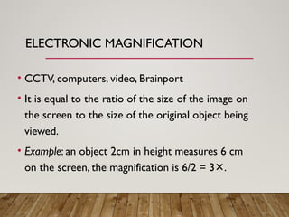 Example Screen Magnification Magnification ppt for bachelor of optomerty and vision science students ...