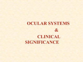 OCULAR SYSTEMS
&
CLINICAL
SIGNIFICANCE
 