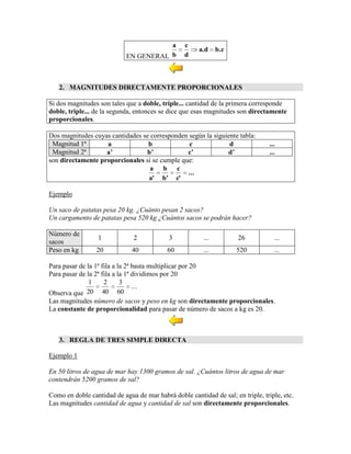 Magnitudes proporcionales direc e inv