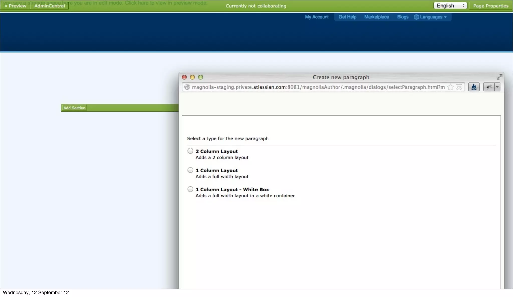 Wednesday, 12 September 12
 