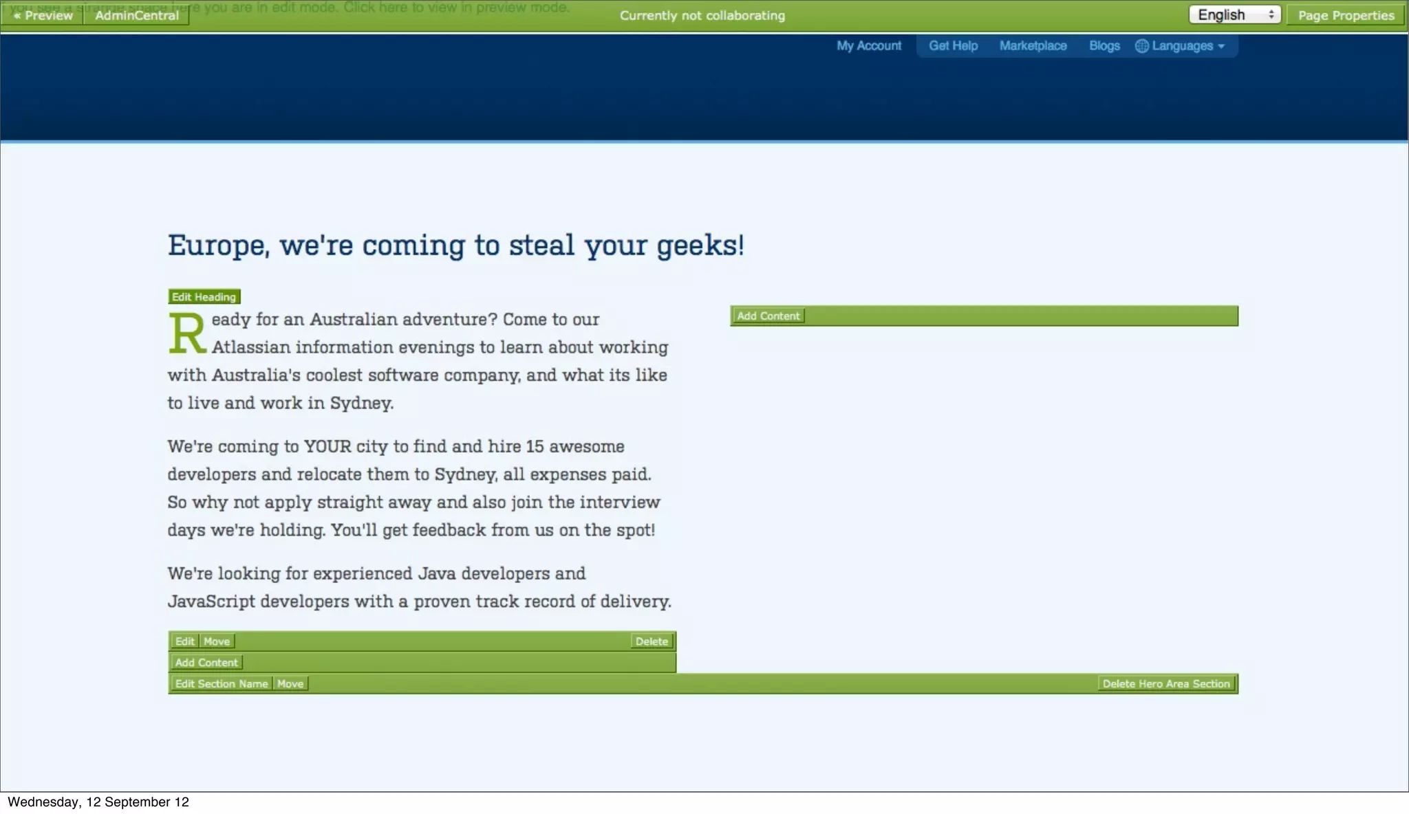 Wednesday, 12 September 12
 