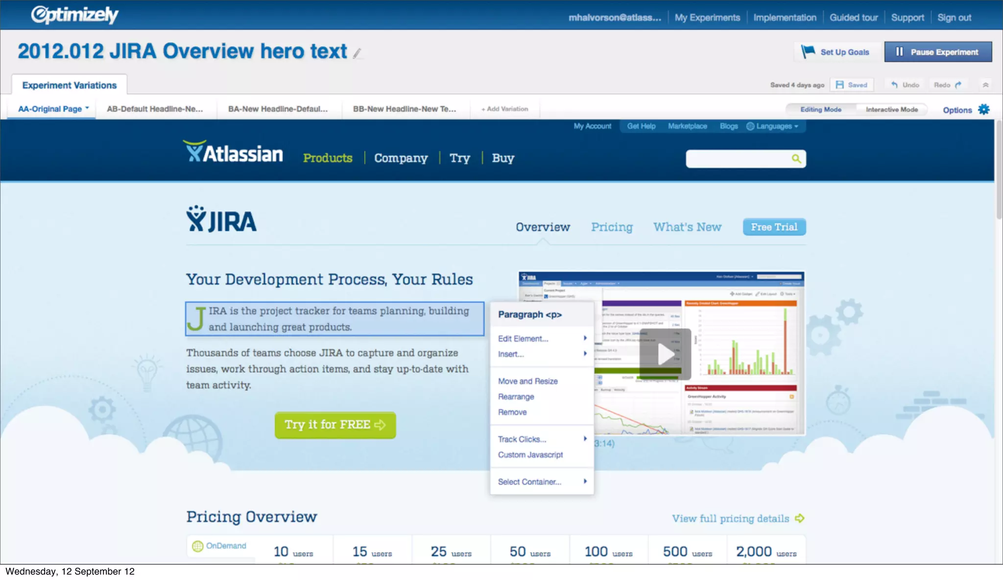 Wednesday, 12 September 12
 