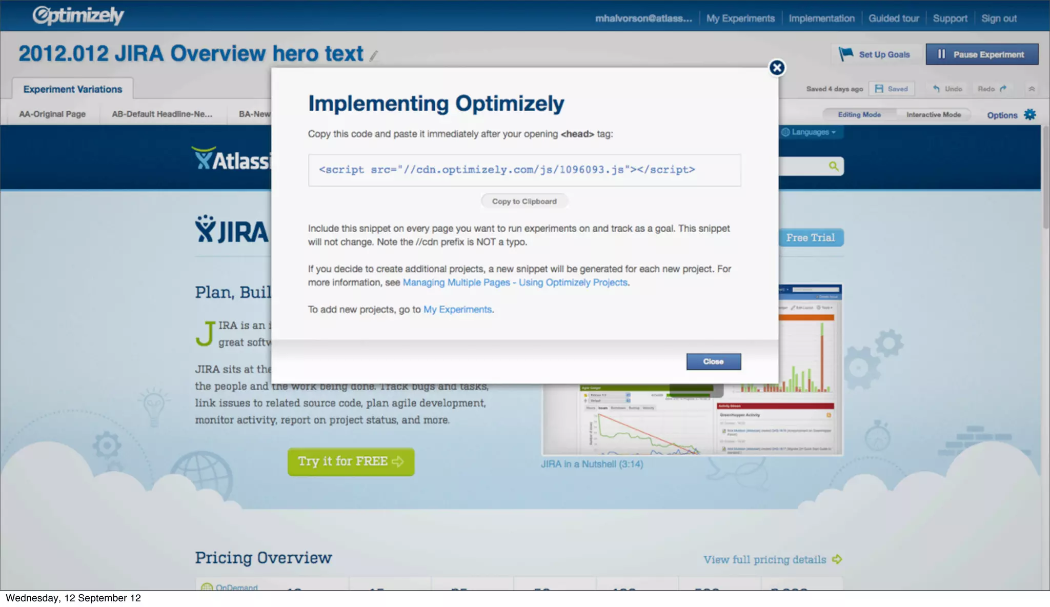 Wednesday, 12 September 12
 