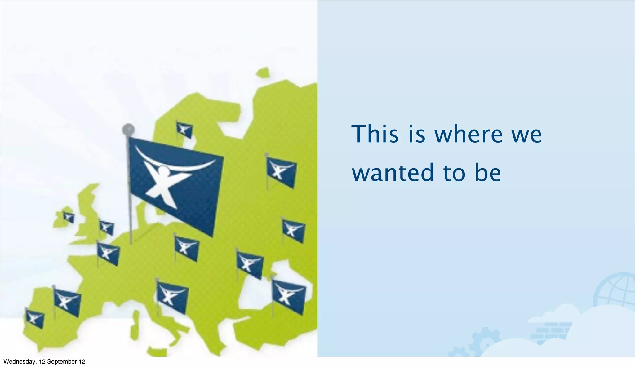 This is where we
                             wanted to be




Wednesday, 12 September 12
 