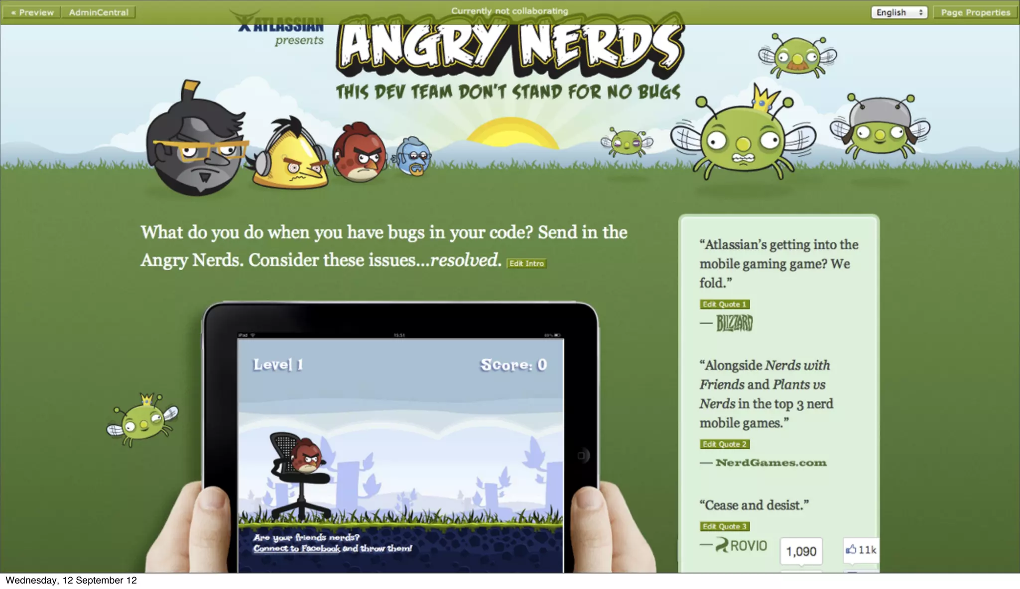 Wednesday, 12 September 12
 