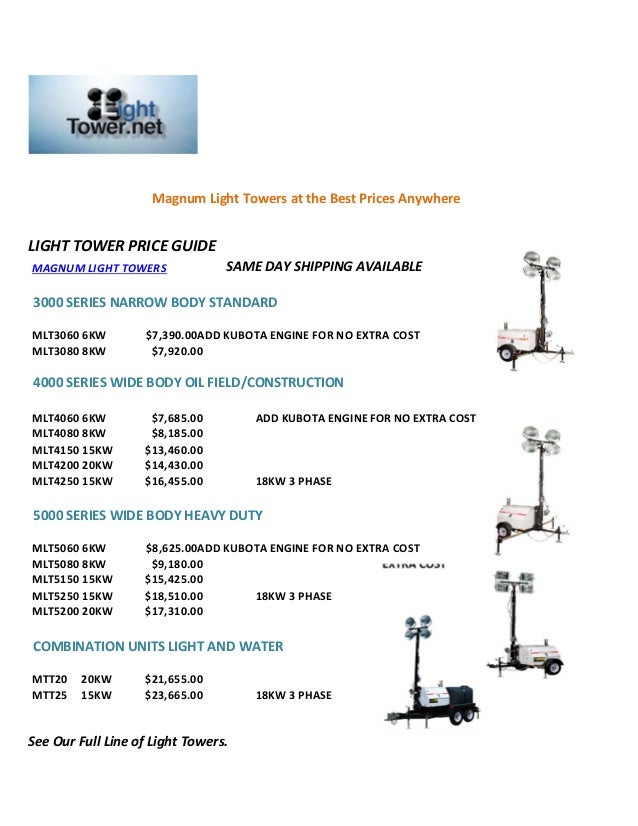 Magnum lighttowerspriceguide