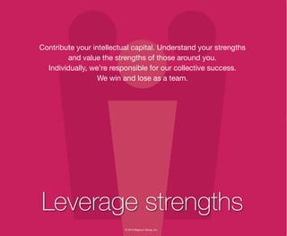 © 2013 Magnum Group, Inc.
Contribute your intellectual capital. Understand your strengths
and value the strengths of those...