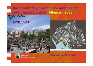 Byrommet: ”Bygulvet” som premiss for
fortetting og byvekst: Allemannsbyen

”BYGULVET”




                     Kart over byens ”bygulv”
 