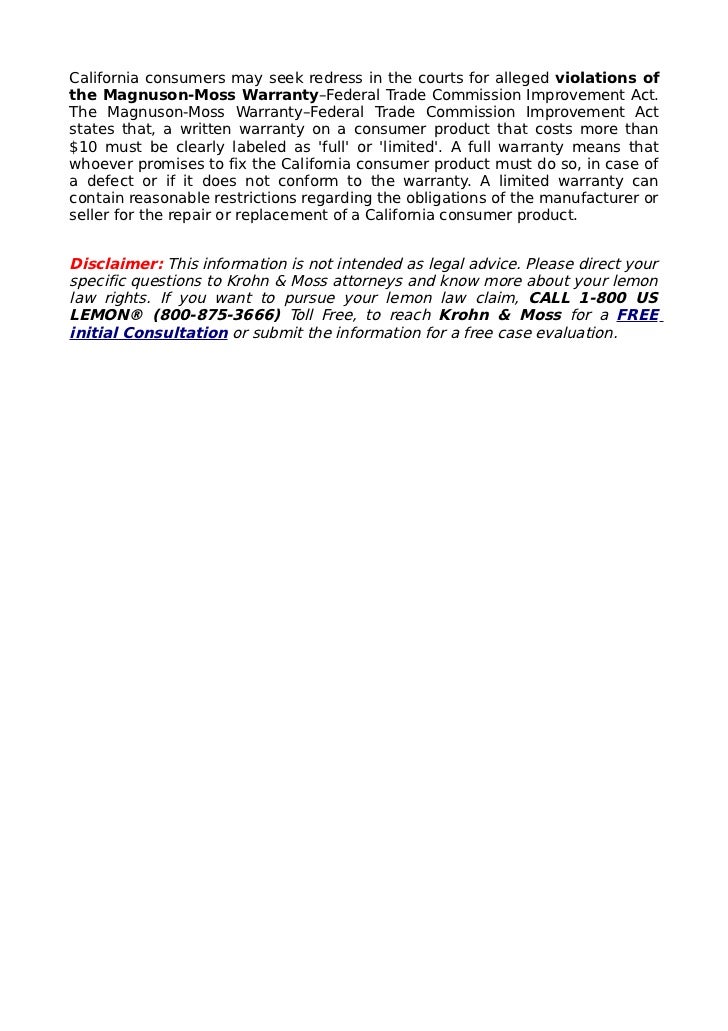 MagnusonMoss Warranty Act