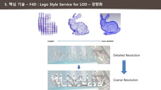 5. 핵심 기술 – F4D : Lego Style Service for LOD – 경량화
Detailed Resolution
Coarse Resolution
 