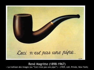 René Magritte (1898-1967)
« La trahison des images (ou “Ceci n'est pas une pipe”) » (1929, coll. Privée, New York)
 
