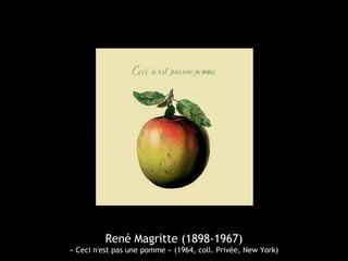 René Magritte (1898-1967)
« Ceci n'est pas une pomme » (1964, coll. Privée, New York)
 