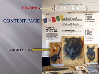 HEADING 
CONTENT PAGE 
SUB -IMAGES 
 