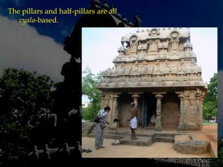 The ardha-mandapam, bereft of sculptures, <br />contains the celebrated inscription. <br />