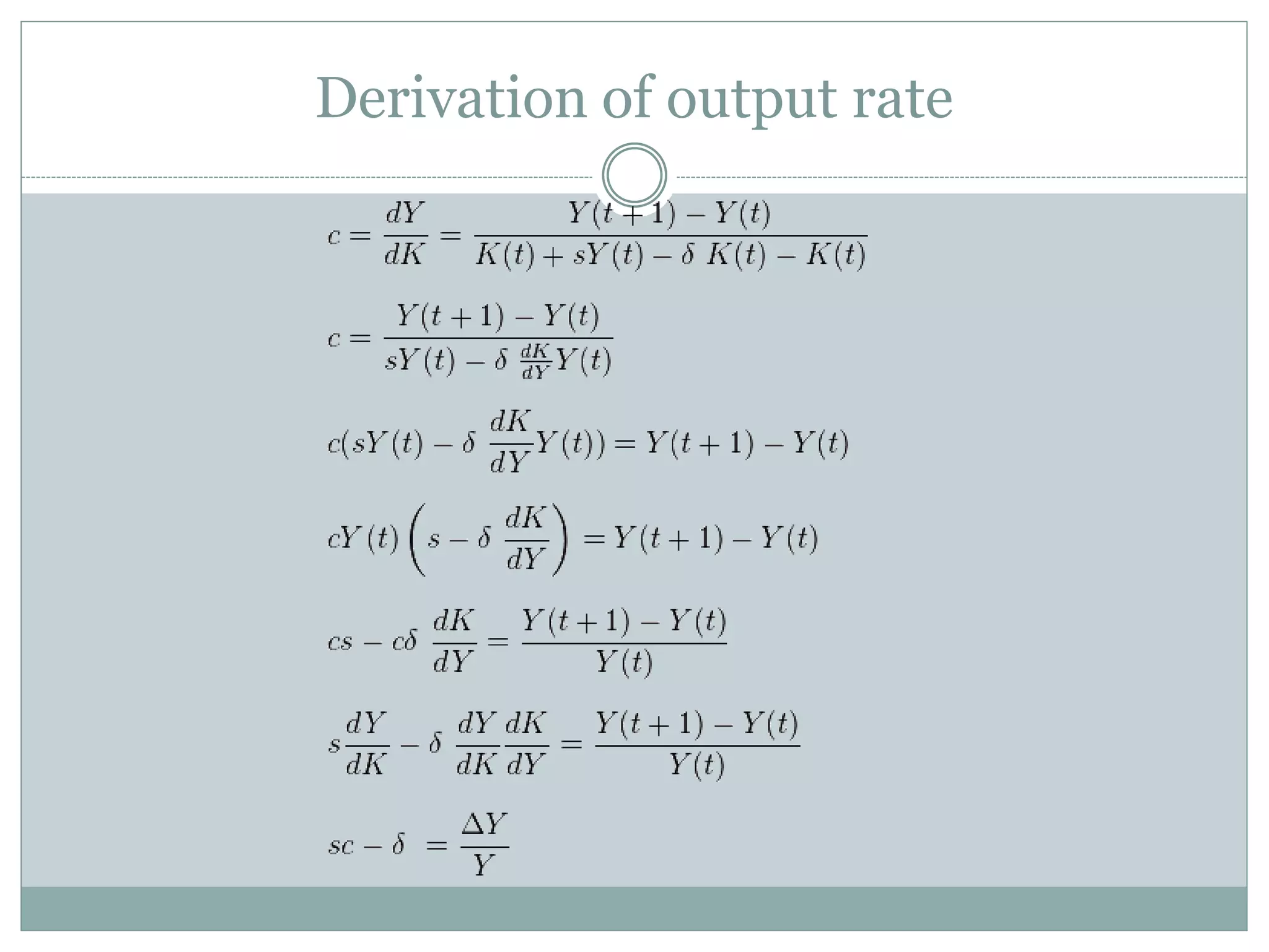 Derivation of output rate
 