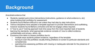 Smart evidence: Improving ePortfolio quality through intervention Slide 2