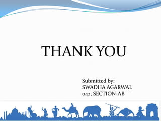 THANK YOU
Submitted by:
SWADHA AGARWAL
042, SECTION-AB
 