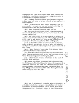 Maharashtra groundwater (development and management) Act 2009 | PDF