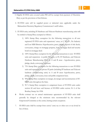 Maharashtra It ITES policy 2009 | PDF